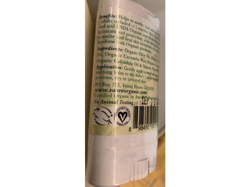 Sanre Organic Skinfood Like A Baby Soothing Skin Balm, 0.5 oz/15 mL