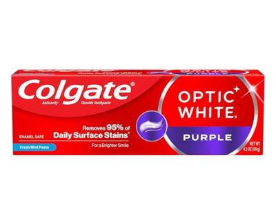 Colgate Optic White Fluoride Toothpaste, Fresh Mint, Purple, 4.2 fl oz/119 g, Pack Of 3