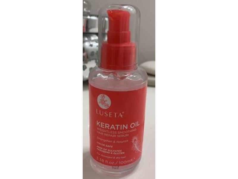 Luseta Keratin Hair Oil Serum, Strengthening & Nourishing, 3.38 fl oz/100 mL