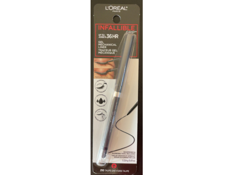 L'Oreal Paris Infallible Grip Gel Mechanical Liner, 210 Taupe Grey, 0.011 oz/0.324 g