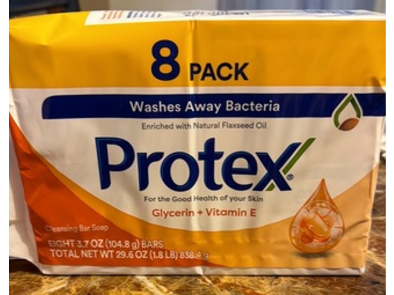 Protex Cleansing Bar Soap, Glycerin + Vitamin E, 3.7 oz/104.8 g, Pack Of 8