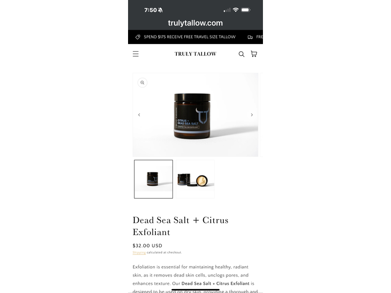 Truly Tallow Whipped Exfoliant, Citrus + Dead Sea Salt