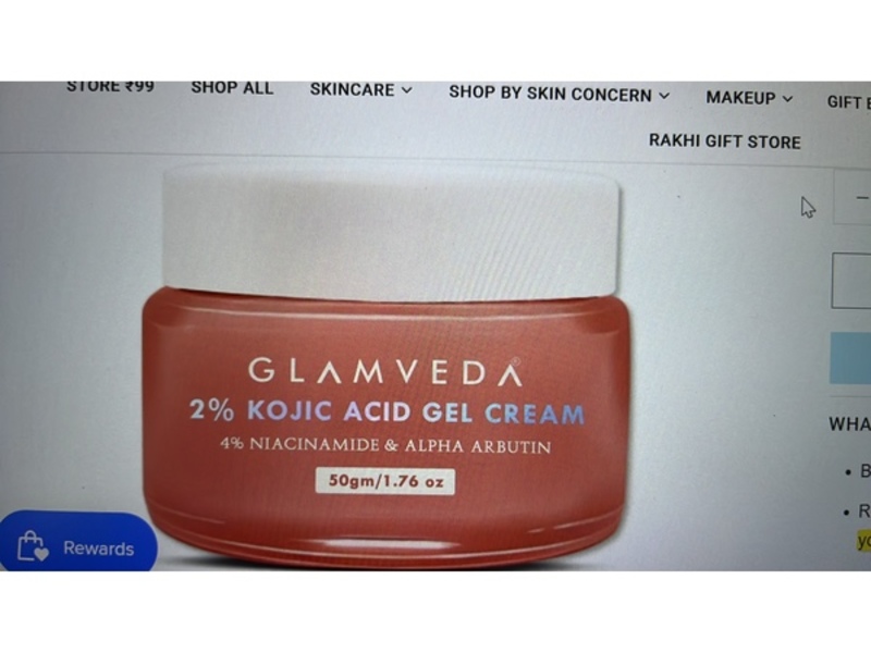 Glamveda 2% Kojic Acid Gel Cream, 4% Niacinamide & Alpha Arbutin, 1.76 oz/50 g