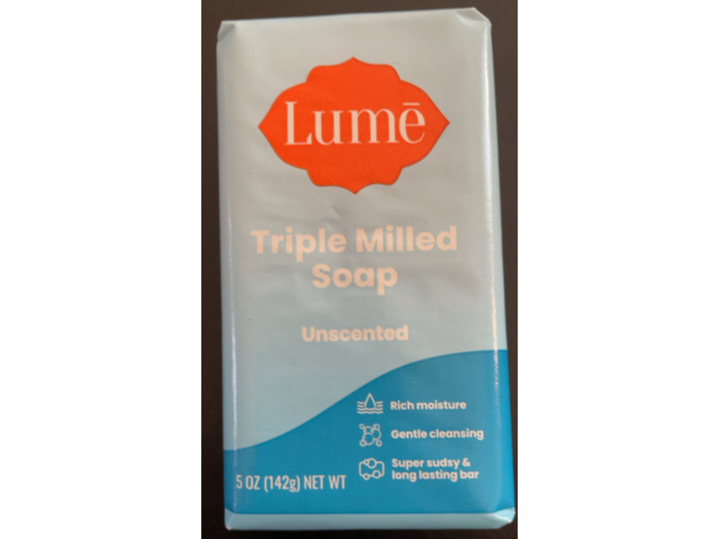 Lume Triple Milled Soap, Unscented, 5 oz/142 g