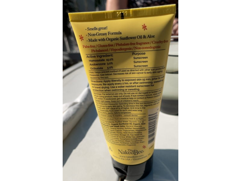 The Naked Bee Vitamin C Moisturizing Sunscreen, Orange Blossom Honey, Spf 30, 5.5 fl oz/163 mL