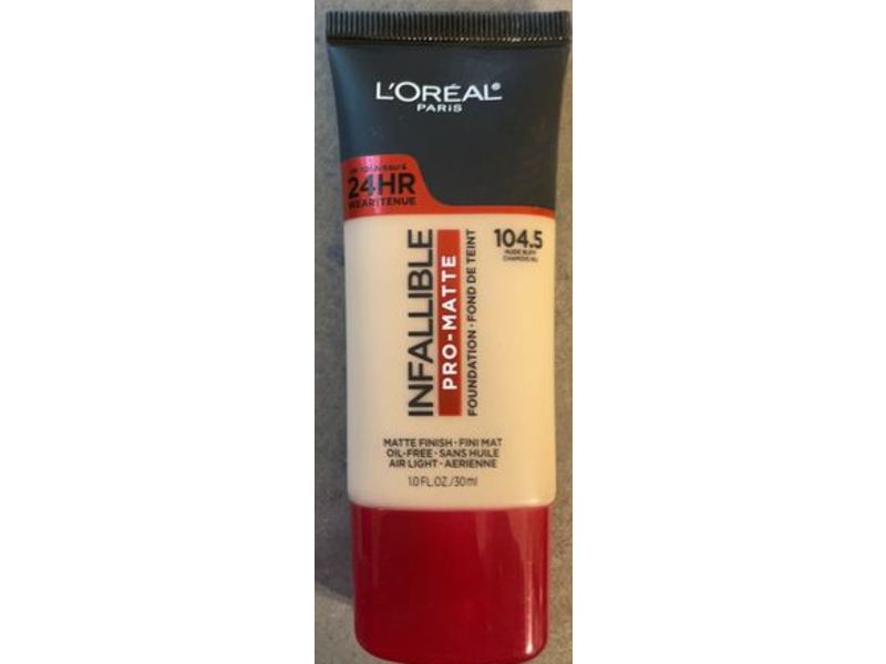 L'oreal Paris Infallible Pro-Matte Foundation, 104.5 Nude Buff, 1 fl oz/30 mL