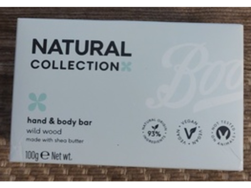 Boots Natural Collection Hand & Body Bar, Wild Wood, 100 g