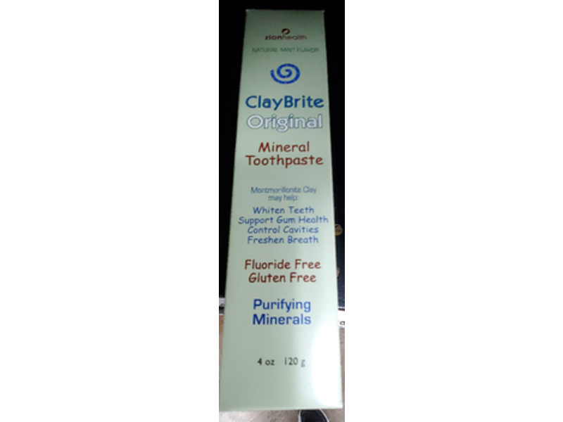 Zion Health ClayBrite Original Mineral Toothpaste, Natural Mint, 4 oz/120 g