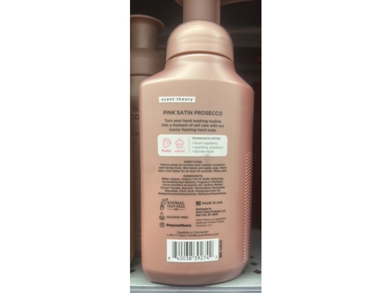 Scent Theory Foaming Hand Soap, Pink Satin Prosecco, 11 fl oz/325 mL