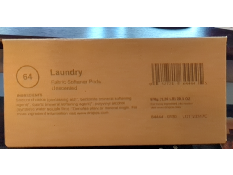 Dropps Laundry Fabric Softener Pods, 64 Counts, 20.3 oz/570 g