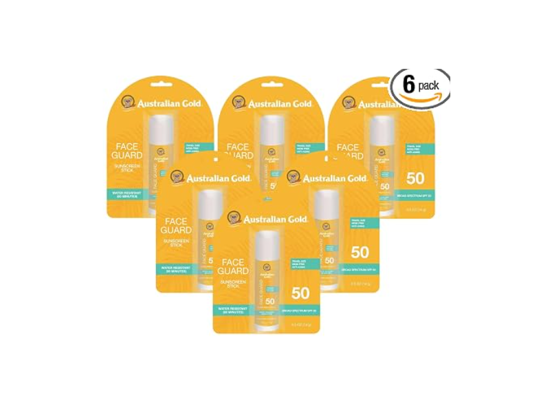 Australian Gold Clear Sunscreen Stick, SPF 50, 0.5 oz/14 g, Pack Of 6