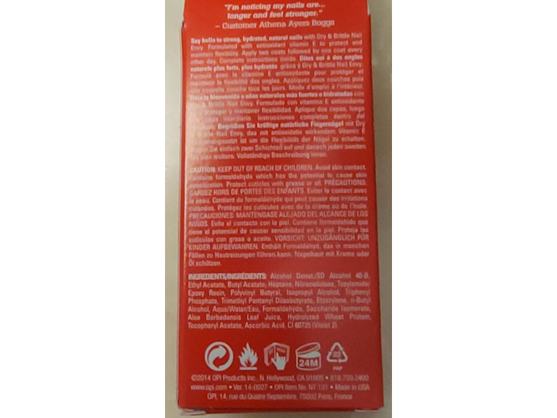 O.P.I Nail Envy Nail Strengthener, Dry & Brittle Nails, 0.5 fl oz/15 mL