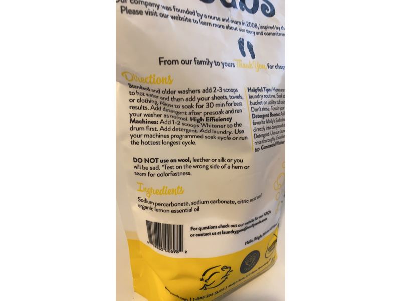 Molly's Suds Oxygen Whitener, Lemon, 81.6 oz/1.15 kg