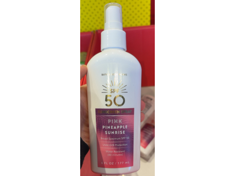 Bath & Body Works Pink Pineapple Sunrise Sunscreen Spray, SPF 50, 6 fl oz/177 mL
