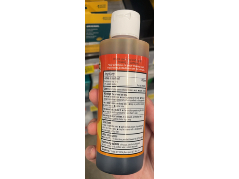 Betadine Antiseptic First Aid Solution, Povidone-Iodine, 6 fl oz/177 mL