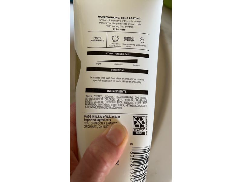 Pantene Frizz Control Conditioner, Smooth & Sleek, 9.0 fl oz/269 mL