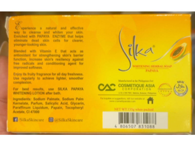 Silka Whitening Herbal Soap, Papaya, 135 g