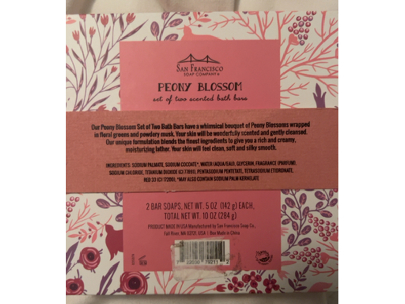 San Francisco Soap Company Bath Bars, Peony Blossom, 10 oz/284 g, Pack Of 2