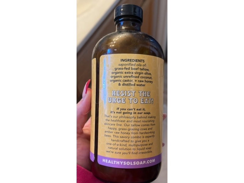 Health Y Sol Tallow & Honey All Purpose Soap, Lemon Lavender, 16 fl oz/473 mL