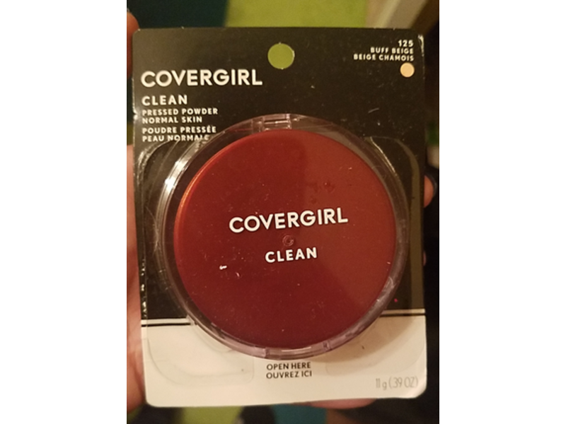CoverGirl Clean Pressed Powder Compact, 125 Buff Beige, 0.39 oz/11 g