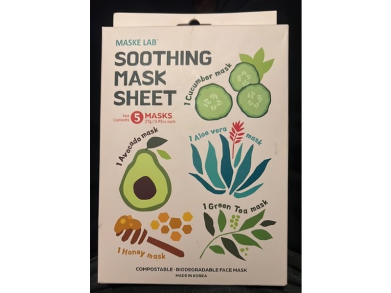Maske Lab Soothing Mask Sheet Set, 0.95 oz/27 g, 5 Count
