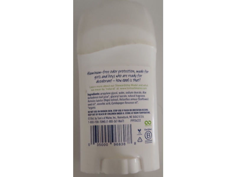 Tom's Of Maine Wicked Cool! Deodorant, Summer Fun, 1.6 oz/45.3 g