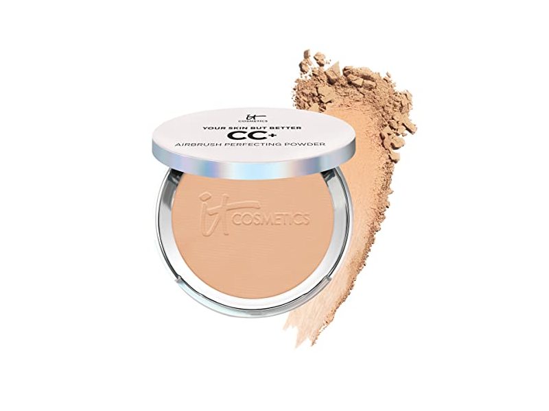 IT Cosmetics CC+ Airbrush Perfecting Powder Foundation, Medium Tan, 0.33 oz/9.6 g