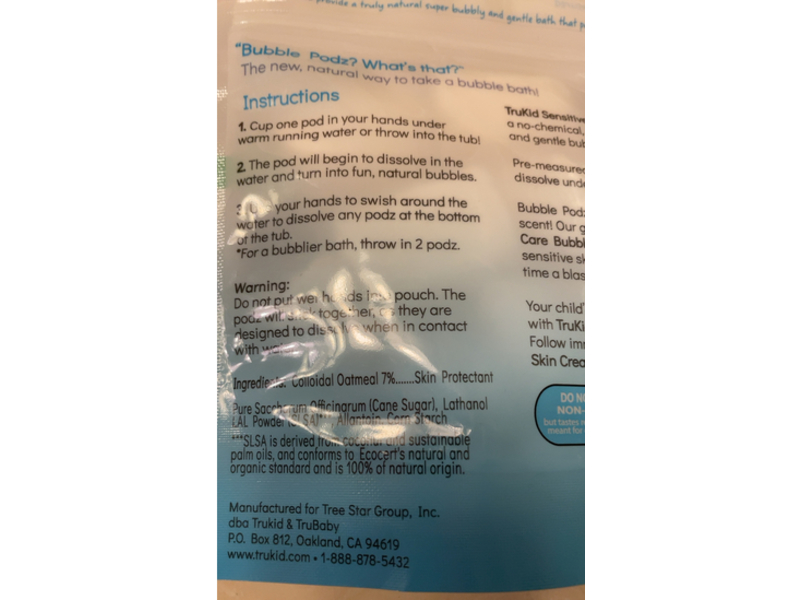 Trukid Bubble Bath Podz, Sensitive Care, Unscented, 100 g, 10 Count