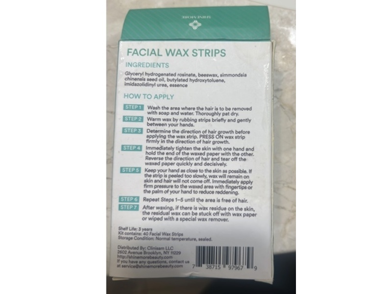 Shinemore Facial Wax Strips Kit, Jojoba Oil + Beeswax, 40 Count