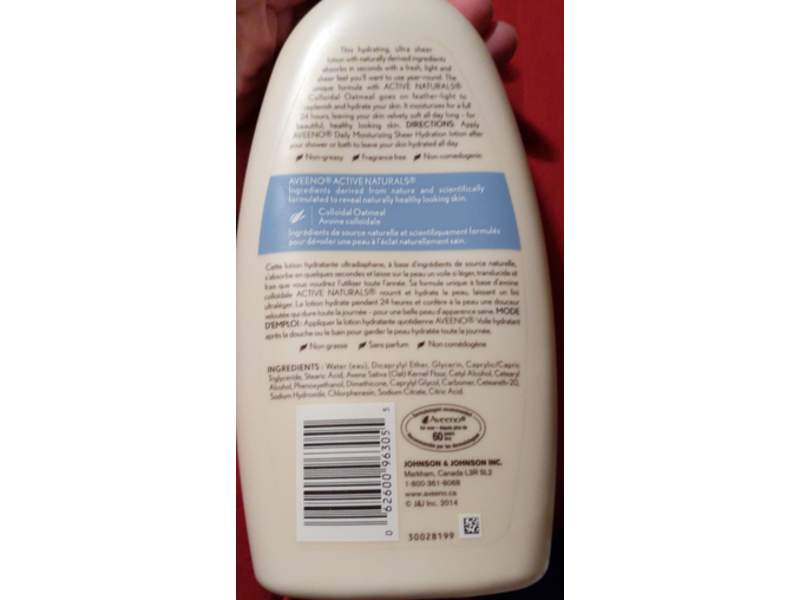 Aveeno Lotions Daily Moisturizing Lotion ,Sheer Hydration, 532ml