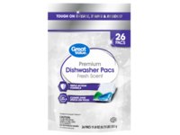 Great Value Premium Dishwasher Pacs, Fresh Scent, 11.8 oz/335 g, 26 Count - thumbnail 1