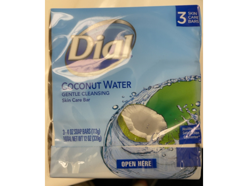 Dial Gentle Cleansing Skin Care Bars Soap, Coconut Water, 12 oz/339 g, Pack Of 3
