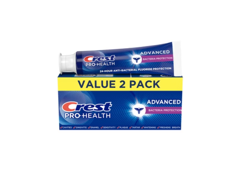 Crest Pro-Health Advanced Fluoride Toothpaste, Bacteria Protection, 5.1 oz/144 g, Pack Of 2