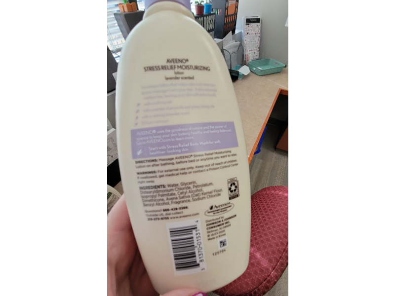 Aveeno Stress Relief Moisturizing Lotion, Lavender Scent, 18 fl oz/532 mL, Pack Of 3