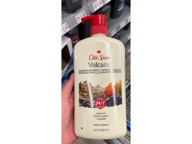Old Spice Volcano Exfoliate Moisture Body Wash, Dark Cedar + Amber, 30 fl oz/887 mL
