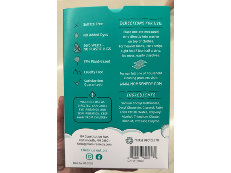 Momremedy Laundry Detergent Strips, 120 Loads, 60 Count