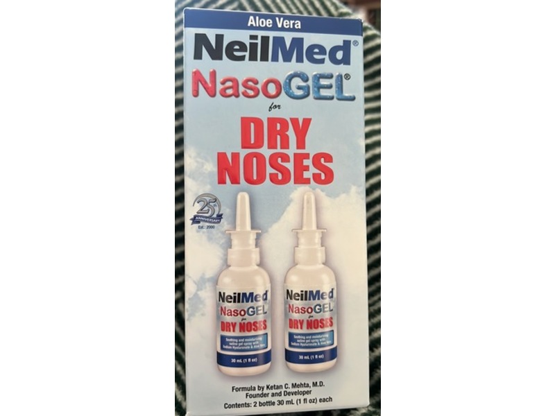 NeilMed NasoGel Dry Nose Gel Spray, Aloe Vera, 1 fl oz/30 mL, Pack Of 2