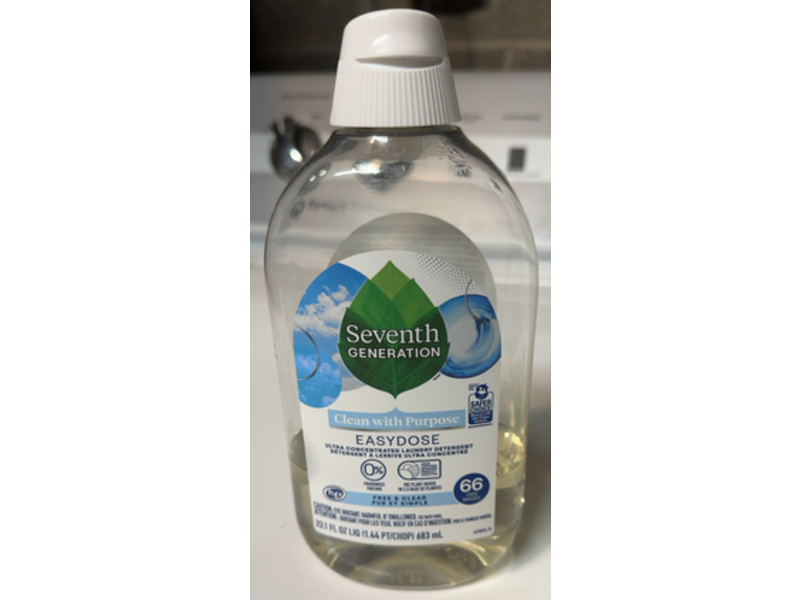 Seventh Generation Clean With Purpose Ultra Concentrated Laundry Detergent, Free & Clear, 66 Loads, 23.1 fl oz/683 mL
