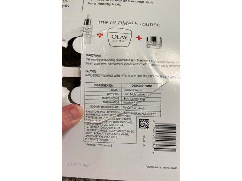 Olay Ultimate Eye Cream, Niacinamide + Hyaluronic + Peptide, 0.5 fl oz/15 mL