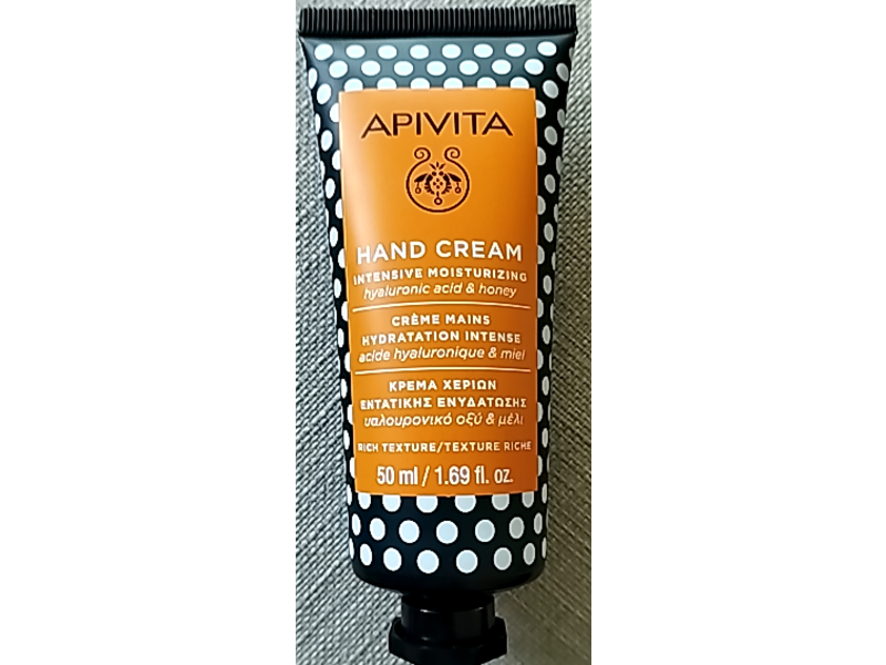 Apivita Intensive Moisturizing Hand Cream, Hyaluronic Acid & Honey, 1.69 fl oz,50 mL