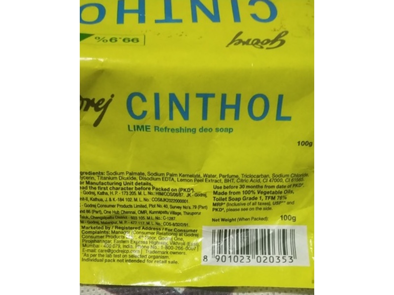 Cinthol Refreshing Deo Soap, Lime, 100 g