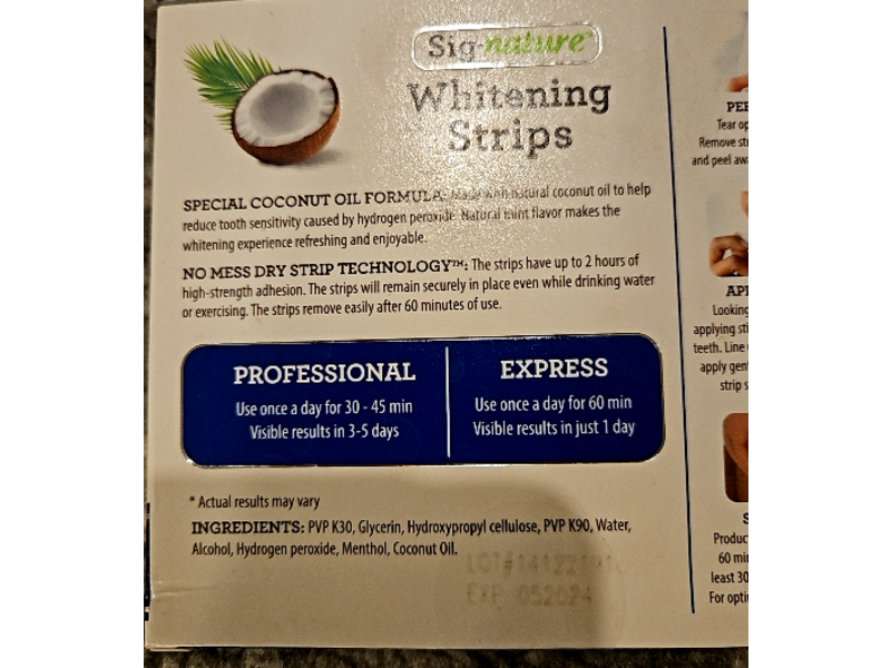 GuruNanda Signature Premium Whitening Strips, Natural Coconut Oil, 14 Count