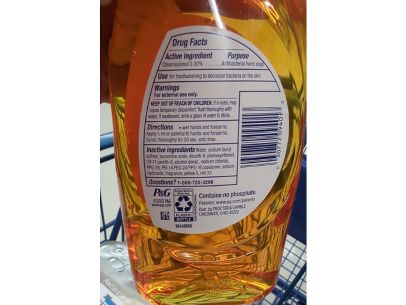 Dawn Ultra Antibacterial Dish Soap, Orange Scent, 18 fl oz/532 mL