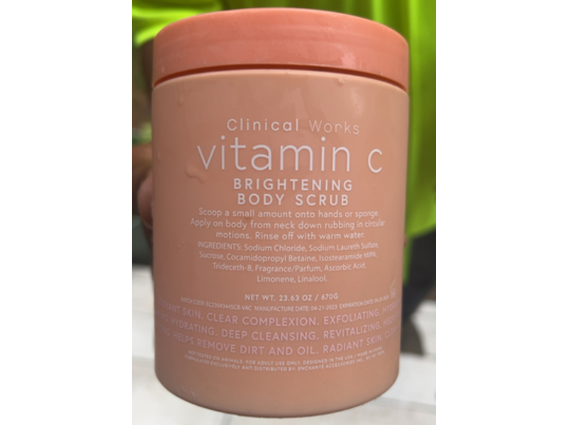 Clinical Works Brigtening Body Scrub, Vitamin C, 23.63 oz/670 g