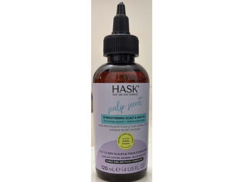 Hask Scalp Secret Strengthening Scalp & Hair Oil, Castor & Baobab+Black Seed Oils, 4 fl oz/120 mL