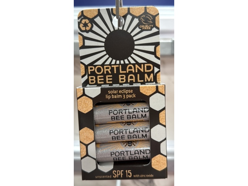 Portland Bee Balm Solar Eclipse Lip Balm, Unscented, SPF 15, 0.15 oz/4.2 g