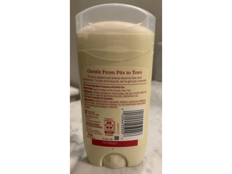 Old Spice Gentle Man's Total Body Deodorant, Unscented, 3.0 oz/85 g