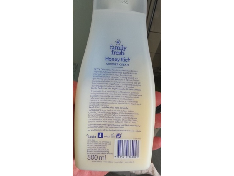 Orkla Family Fresh Shower Cream, Honey Rich, 500 mL