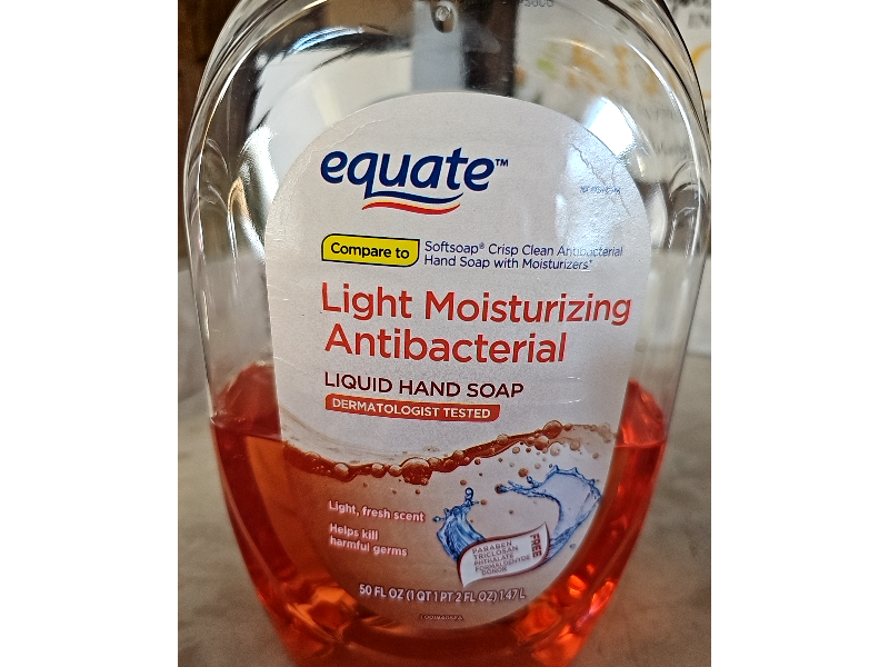 Equate Light Moisturizing Antibacterial Liquid Hand Soap, 50 fl oz/1.47 L
