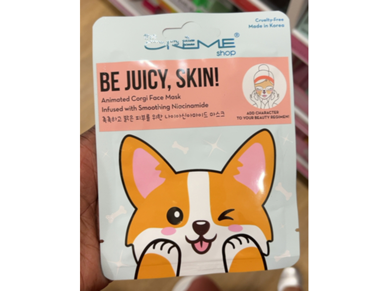 The Creme Shop Be Juicy, Skin! Animated Corgi Face Mask, Niacinamide, 0.88 oz/25 g
